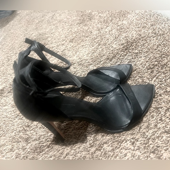 ZARA black strappy leather sandal heels ankle strap sold out blogger US 8 EU 39 - Picture 3 of 6